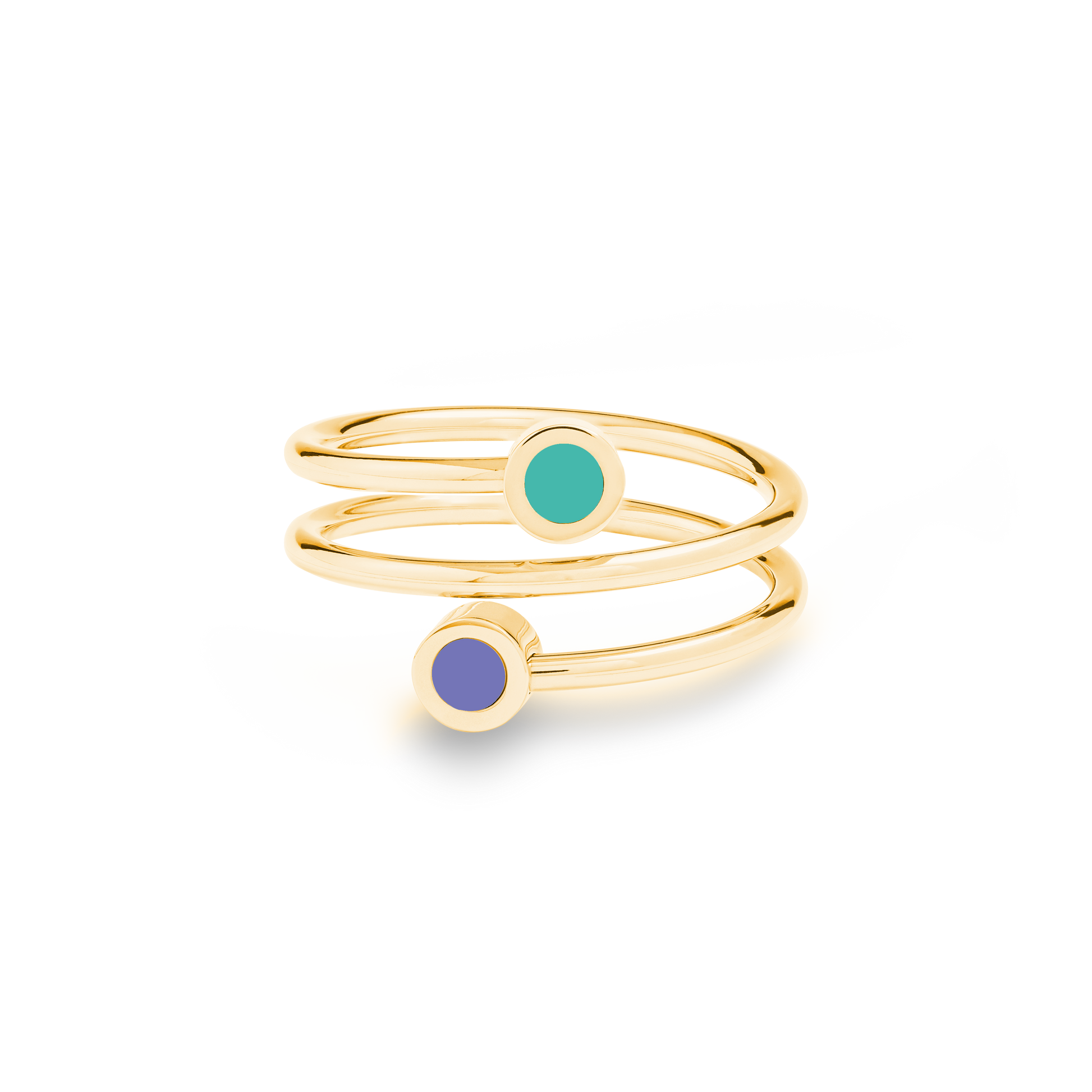 NEW WAVE PERSIAN BLUE AND TURQUOISE CHIP DOUBLE RING