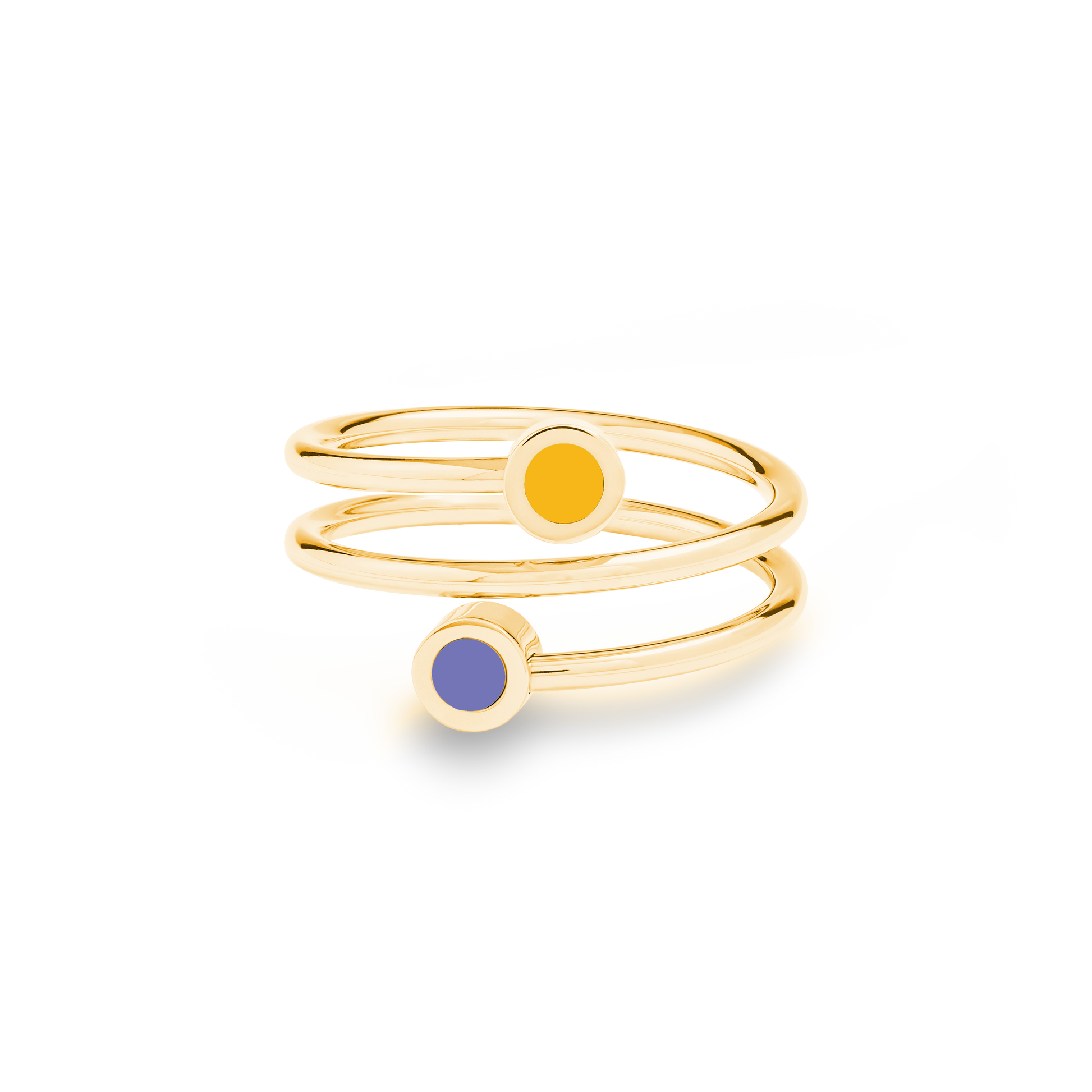 NEW WAVE PERSIAN BLUE AND SPECTRA YELLOW CHIP DOUBLE RING