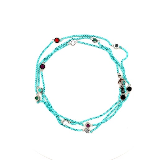 NEW WAVE MULTICOLOR CHIPS SAUTOIR TURQUOISE CHAIN