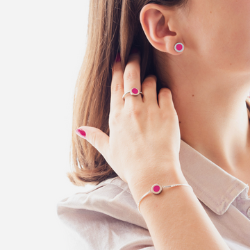 OCEAN RASPBERRY CHIP WITH ZIRCONIA EARRINGS