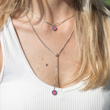 OCEAN RASPBERRY CHIP WITH ZIRCONIA NECKLACE