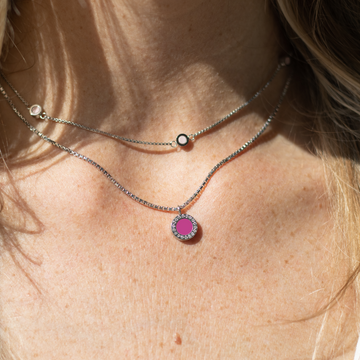 OCEAN ROSE VIOLET CHIP WITH ZIRCONIA NECKLACE