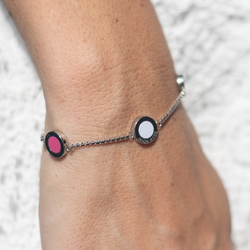 OCEAN RASPBERRY, WHITE AND LIGHT PINK TRIO BRACELET
