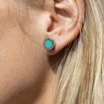 OCEAN TURQUOISE CHIP WITH ZIRCONIA EARRINGS
