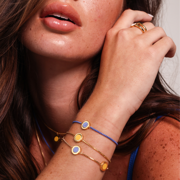 OCEAN PERSIAN BLUE AND YELLOW SPECTRA CHIPS TRIO BRACELET
