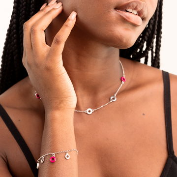 ACQUARELLO HANGING ROUND WHITE AND ROSE VIOLET NECKLACE