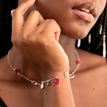 ACQUARELLO HANGING ROUND WHITE AND ROSE VIOLET BRACELET