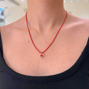 WEWA BOA CHAIN 3 RINGS RED CHIP WITH ZIRCONIA NECKLACE