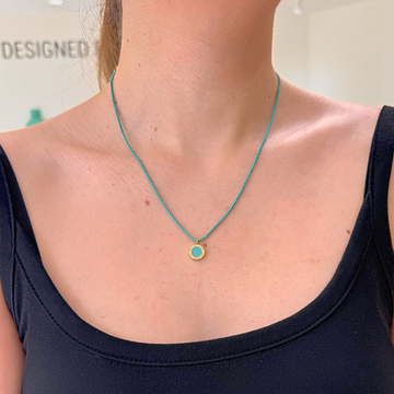 OCEAN TURQUOISE CHAIN TURQUOISE CHIP WITH ZIRCONIA NECKLACE