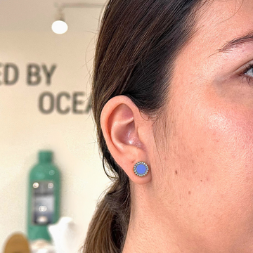 OCEAN PERSIAN BLUE CHIP WITH COLORED ZIRCONIA EARRINGS