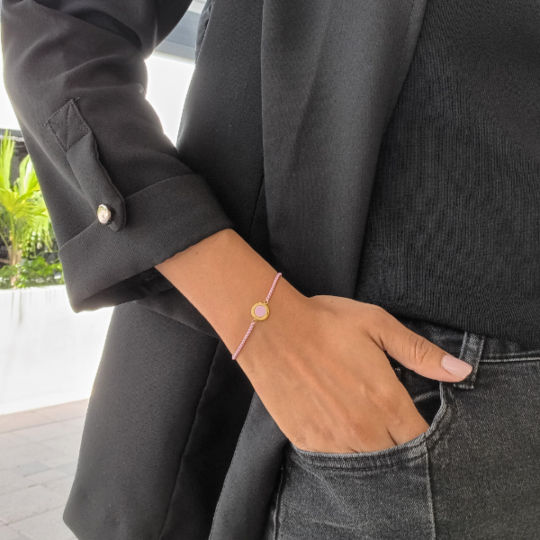 Jason Hyde elegant fondant pink bracelet with round charm detail