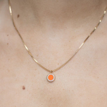 OCEAN ORANGE CHIP WITH ZIRCONIA NECKLACE