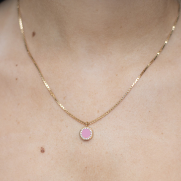 OCEAN FONDANT PINK CHIP WITH ZIRCONIA NECKLACE