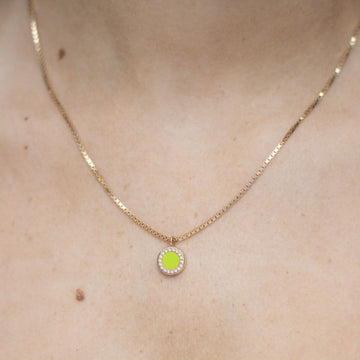 OCEAN LIME GREEN CHIP WITH ZIRCONIA NECKLACE