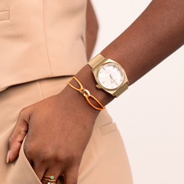 WEWA ORANGE CORD WHITE CHIP WITH ZIRCONIA BRACELET