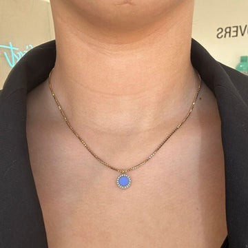 OCEAN PERSIAN BLUE CHIP WITH COLORED ZIRCONIA NECKLACE