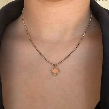 OCEAN APRICOT CRUSH CHIP WITH COLORED ZIRCONIA NECKLACE