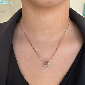 WEWA TUBE ROSE VIOLET CHIP NECKLACE