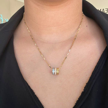 WEWA TUBE BEIGE CHIP WITH ZIRCONIA NECKLACE