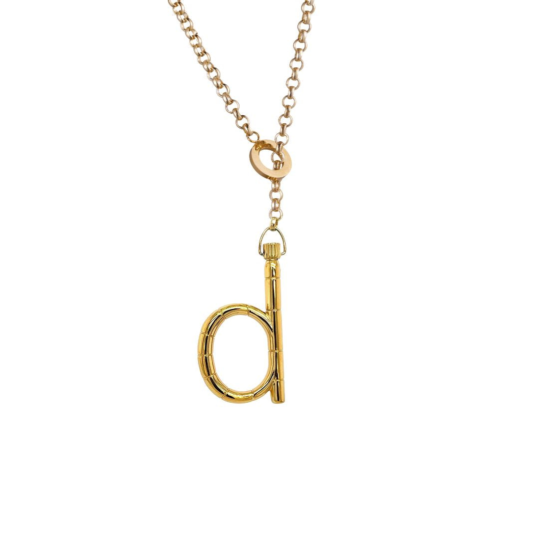 Minimalist gold chain with a chic 'd' initial charm.