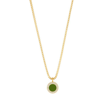 OCEAN OLIVE GREEN CHIP WITH ZIRCONIA NECKLACE