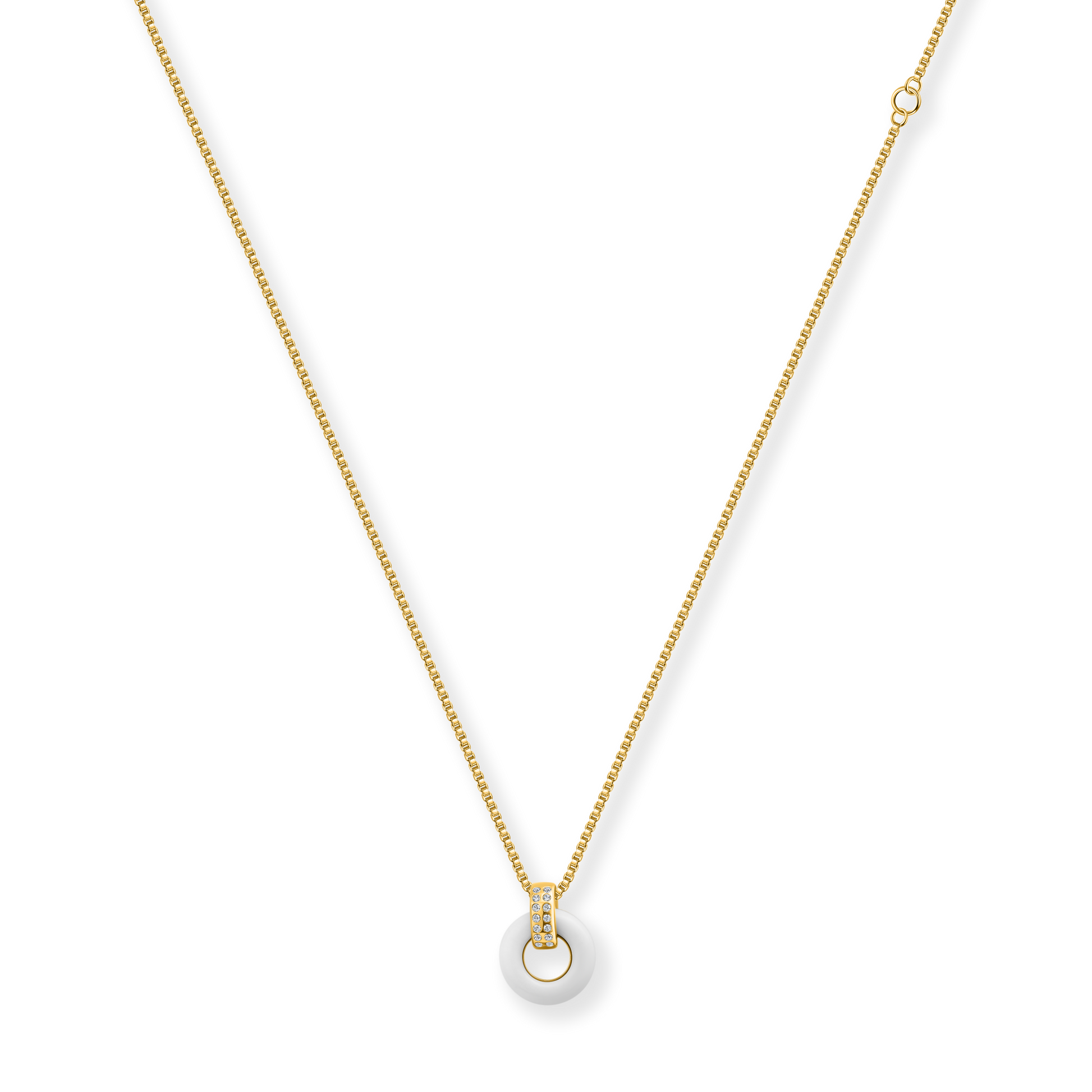 LIFESAVER WHITE CHIP WITH ZIRCONIA NECKLACE