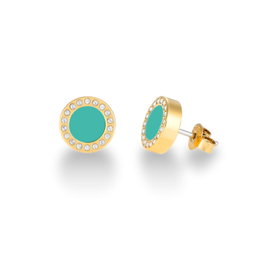 EARRINGS WITH TURQUOISE CHIPS AND CUBIC ZIRCONIA 