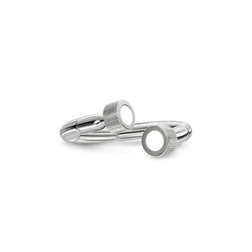 Stainless steel SEACAP ring with white recycled ocean plastic chips, silver finish