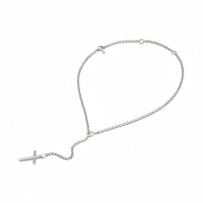 Lariat SEACAP Silver Cross Charm White Chip