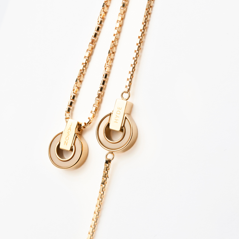 Nereida necklace and bracelet chain with beige chip