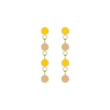 NEW WAVE CASCADE 4 BEIGE AND SPECTRA YELLOW CHIPS EARRINGS