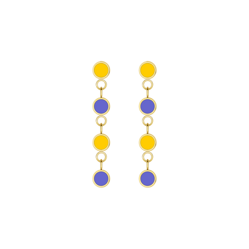NEW WAVE CASCADE 4 PERSIAN BLUE AND SPECTRA YELLOW CHIPS EARRING