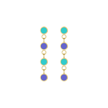 NEW WAVE CASCADE 4 PERSIAN BLUE AND TURQUOISE CHIPS EARRINGS