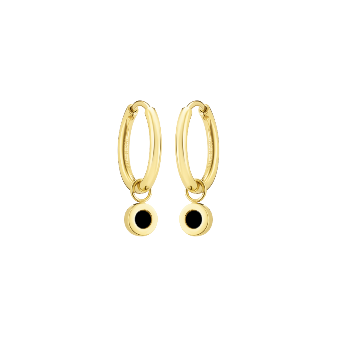 BLACK CHIP HANGING HOOPS