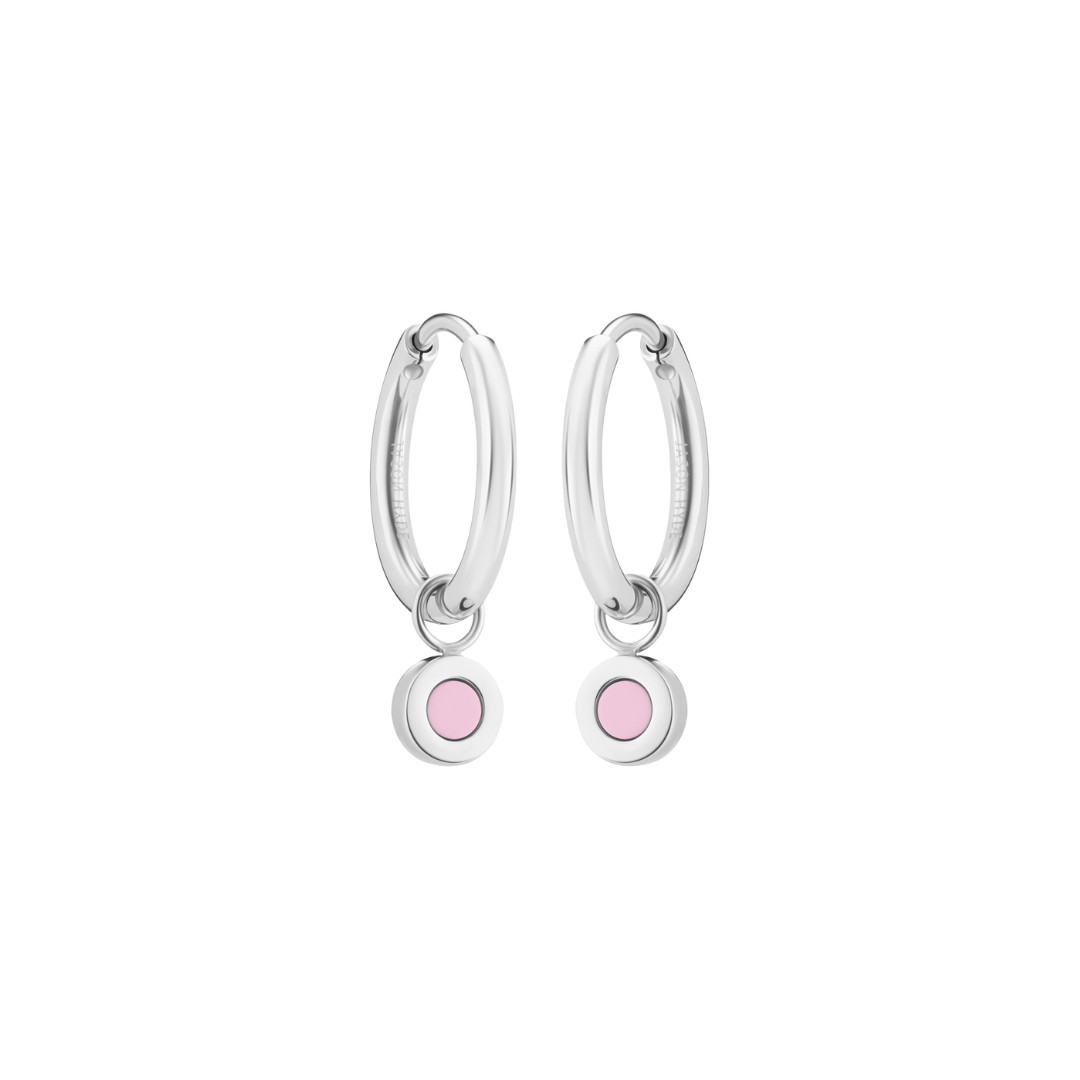 LIGHT PINK CHIP HOOPS WITH DANGLING CHIP