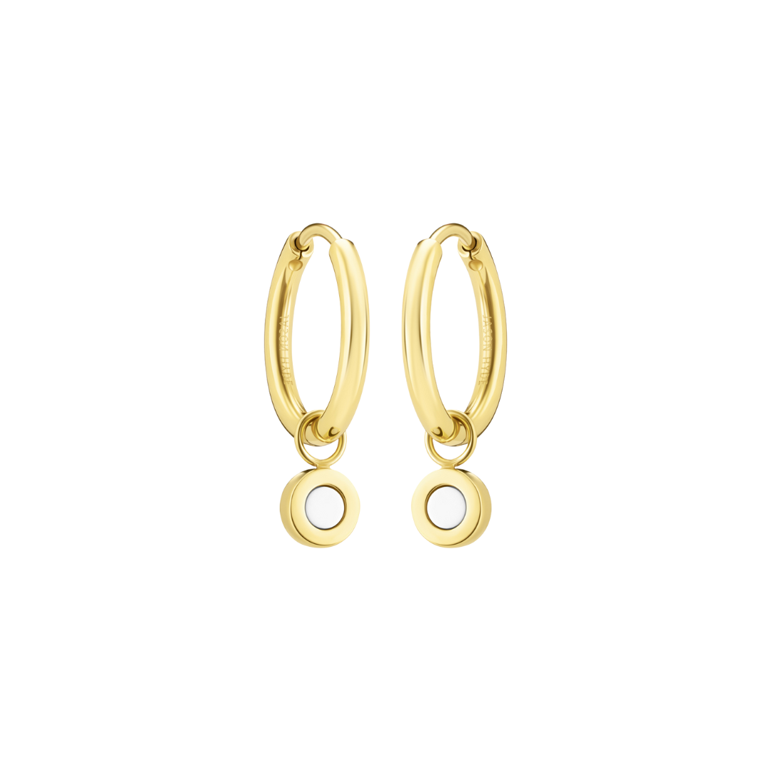 White chip hoop earrings 