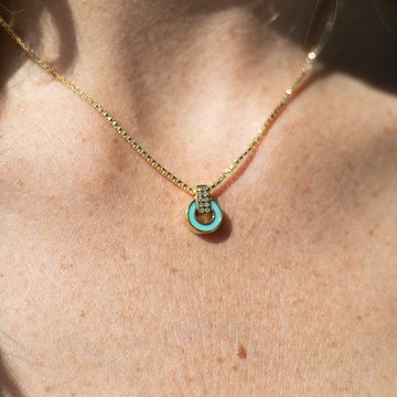 NEREIDA TURQUOISE CHIP WITH ZIRCONIA NECKLACE
