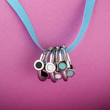 Pair of luxury silver rings with black, turquoise and white enamel 