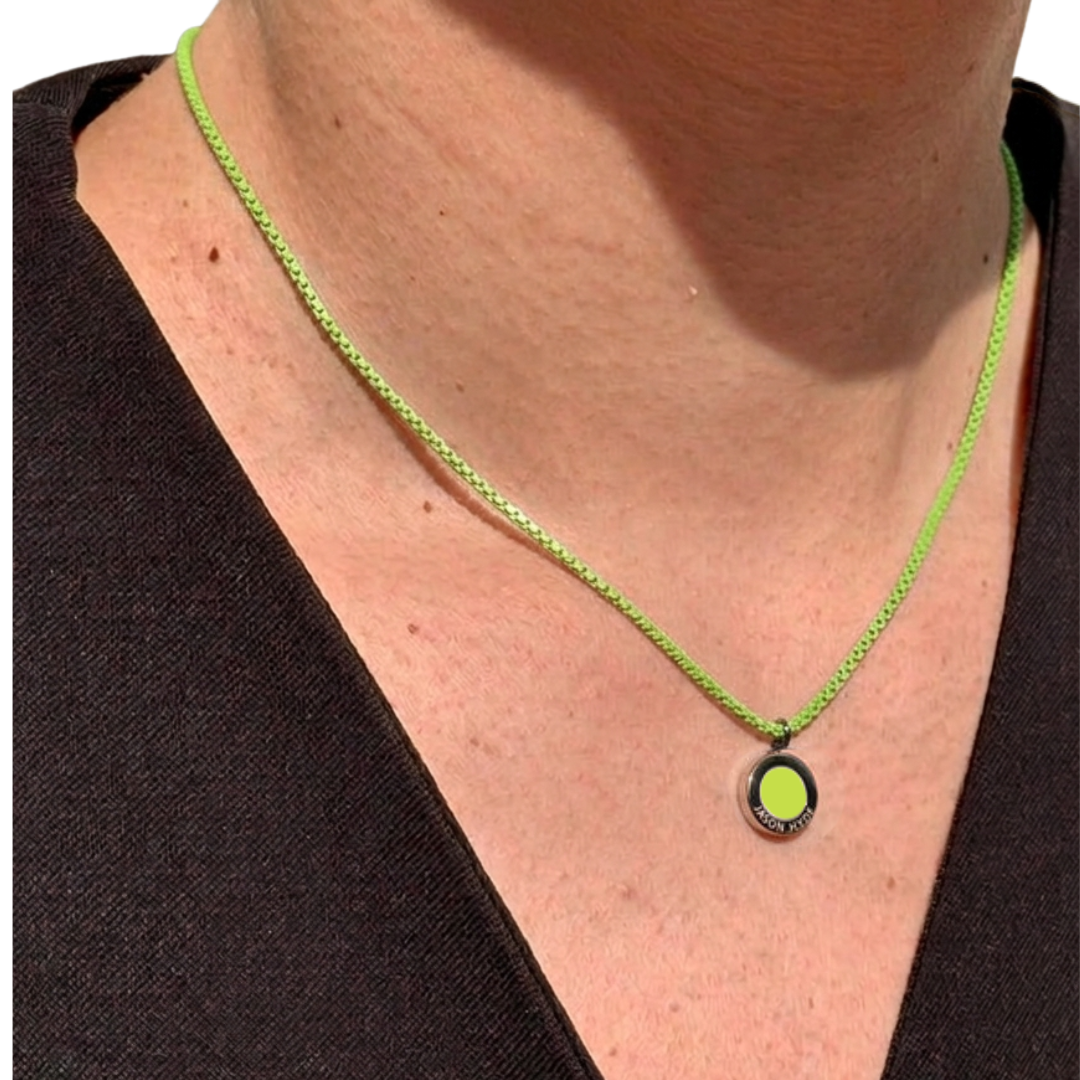 Jason Hyde Lime Green Necklace on a model
