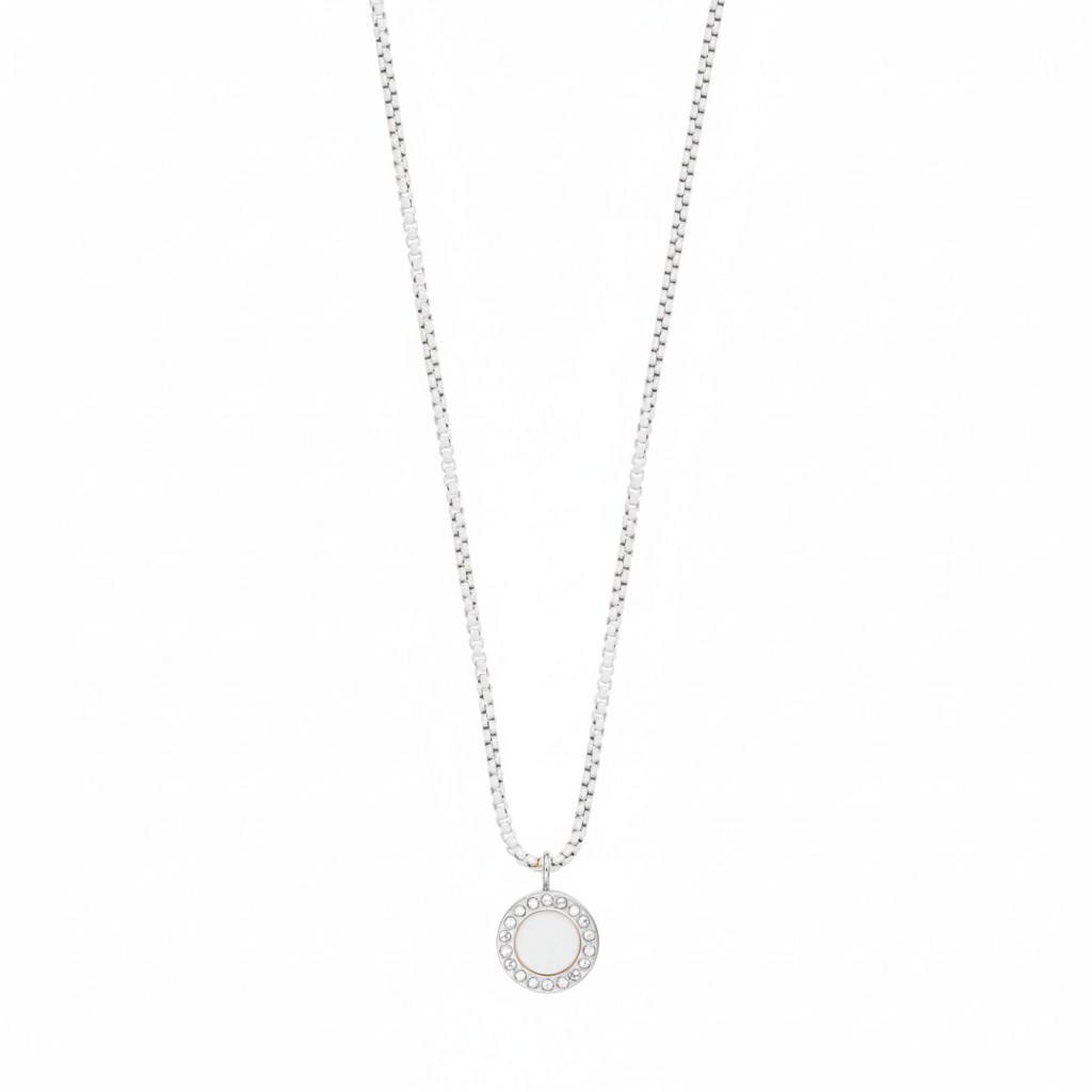 WHITE CHAIN WHITE CHIP WITH ZIRCONIA NECKLACE