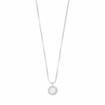 WHITE CHAIN WHITE CHIP WITH ZIRCONIA NECKLACE