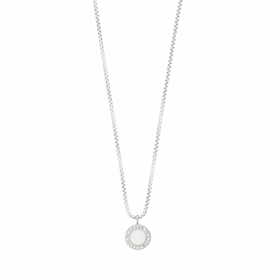 WHITE CHAIN WHITE CHIP WITH ZIRCONIA NECKLACE