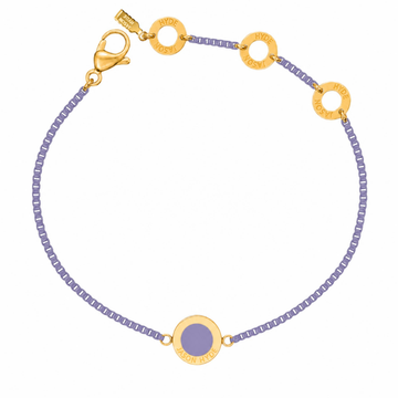 Persian blue chain bracelet with a matching circular enamel charm