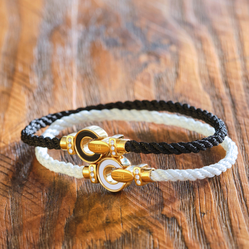 Black and white braided cord bracelets