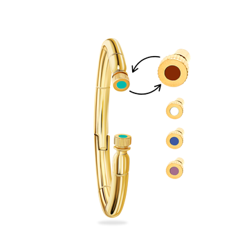 Seacap bangle with four exchangable caps