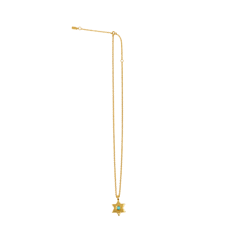 Sustainable 18k gold-plated star necklace featuring a center turquoise chip.