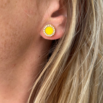 OCEAN YELLOW SPECTRA CHIP WITH ZIRCONIA EARRINGS