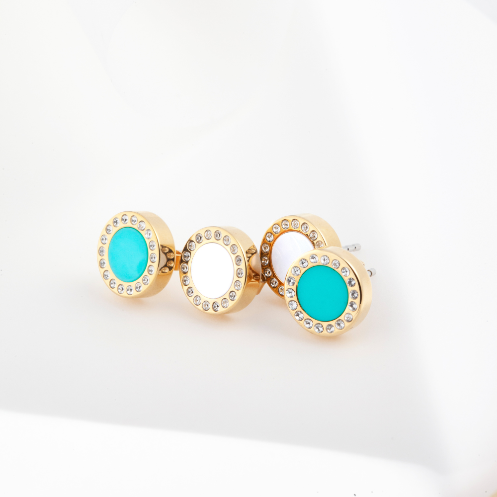 OCEAN TURQUOISE CHIP WITH ZIRCONIA EARRING_2