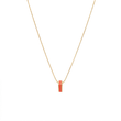 Gold-plated chain necklace with small coral enamel chip