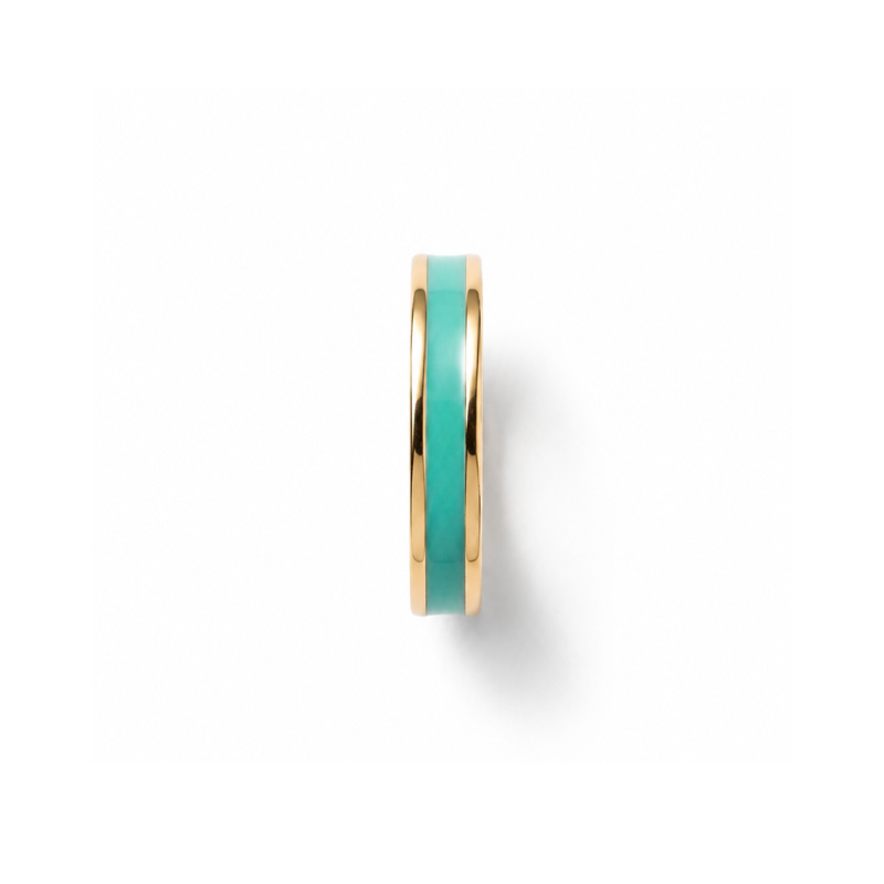 Minimalist WEWA circle chip charm crafted from 18k gold plated stainless steel with sustainable ocean plastic detail
